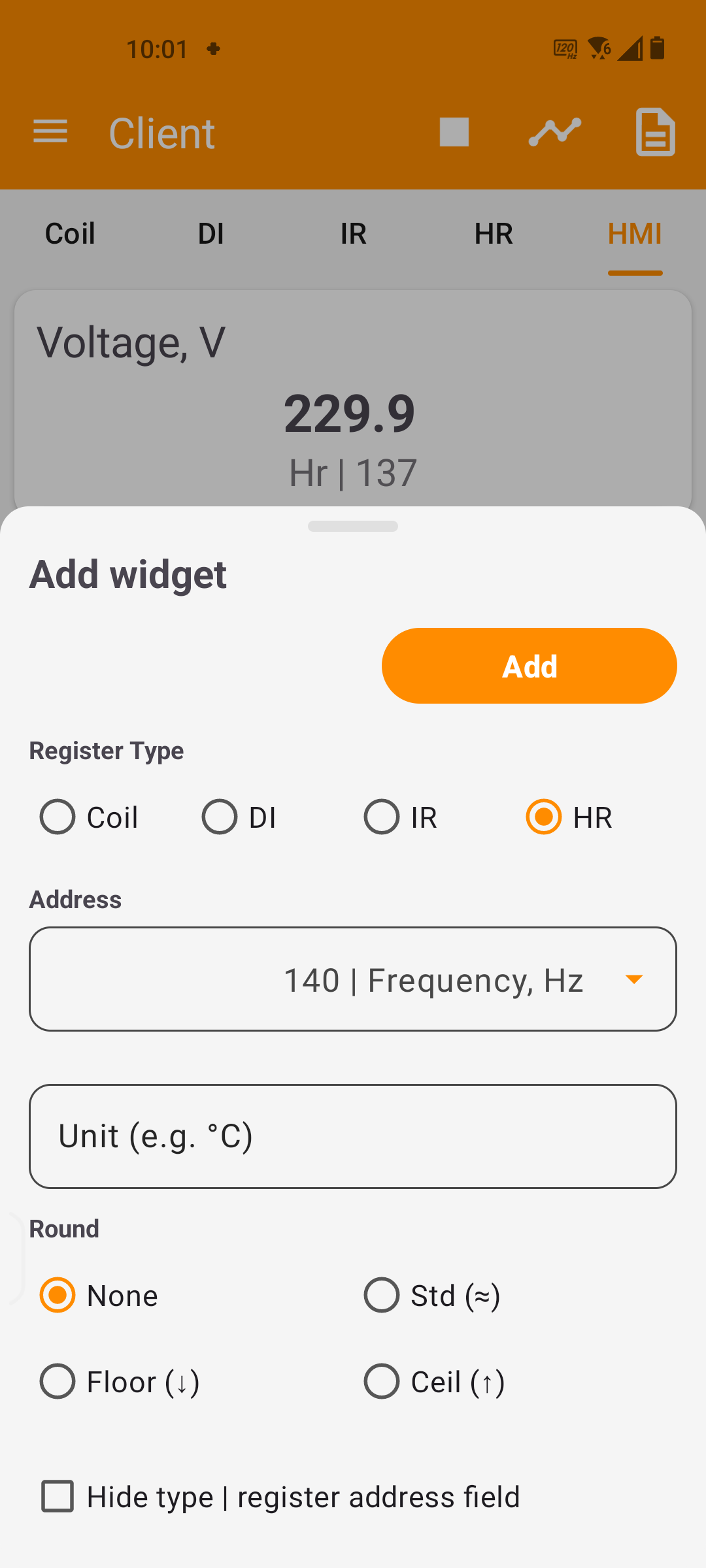 Add HMI Widget