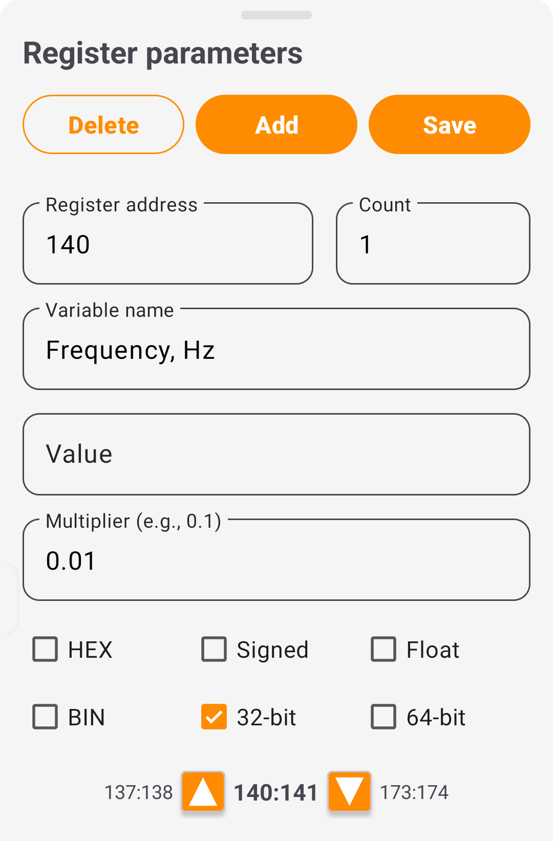 Edit Register dialog screenshot