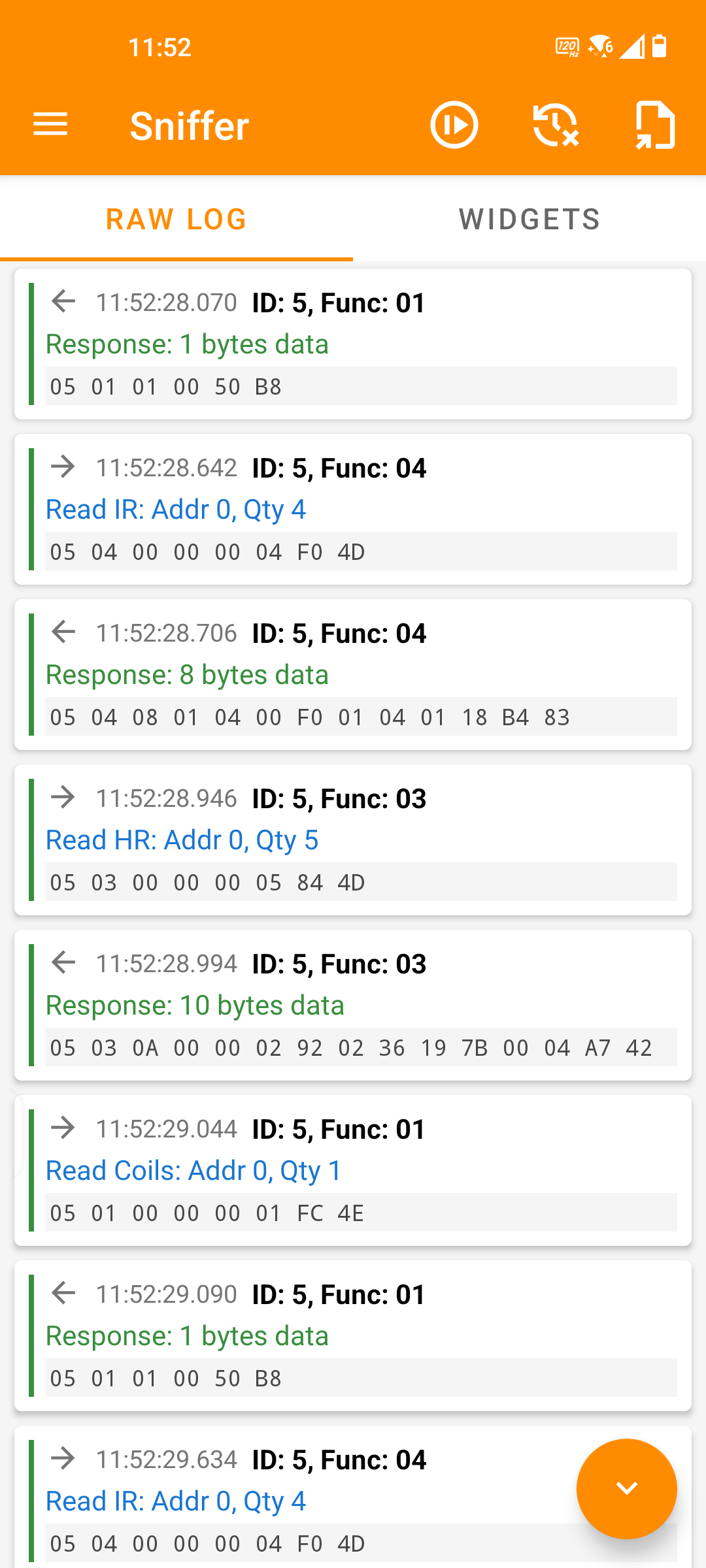 Modbus Sniffer Log