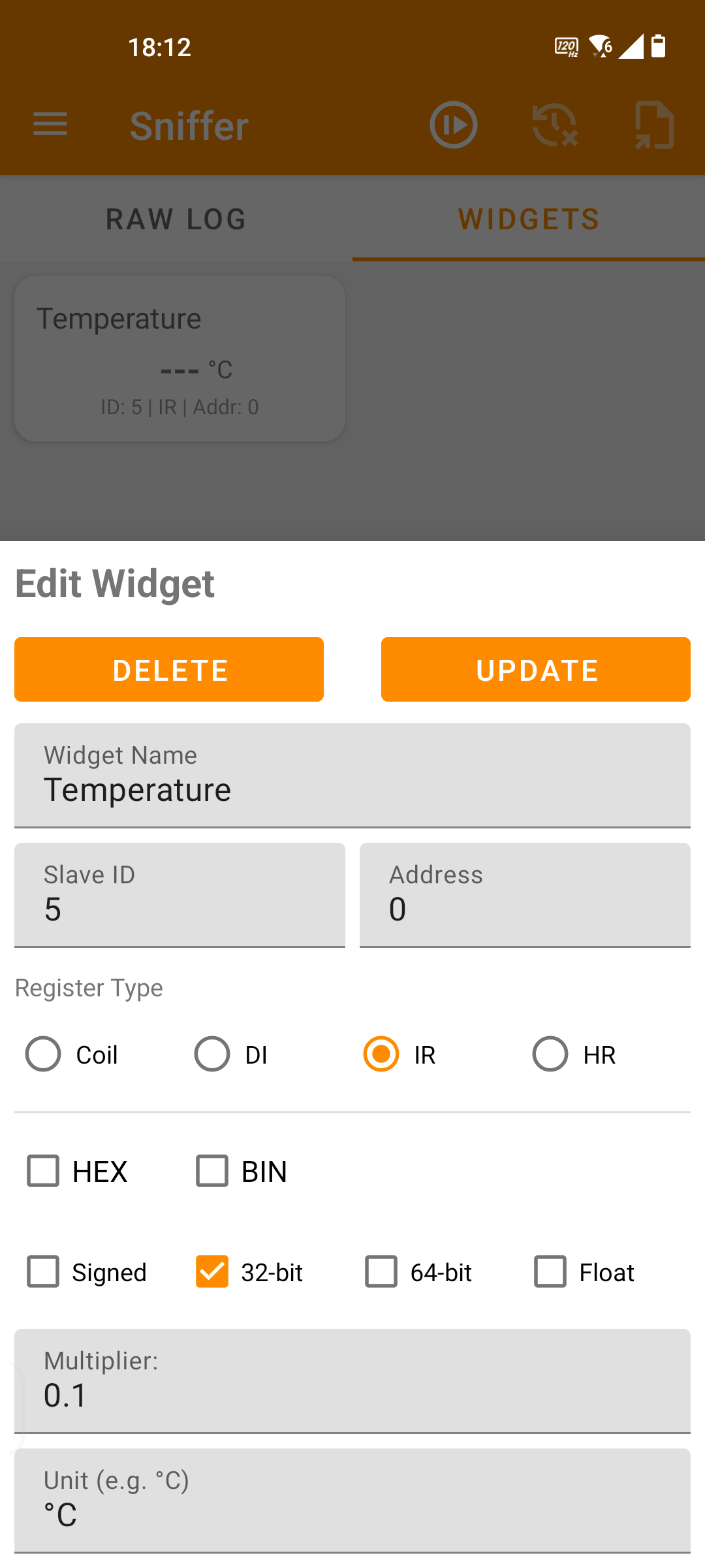 Sniffer Widget